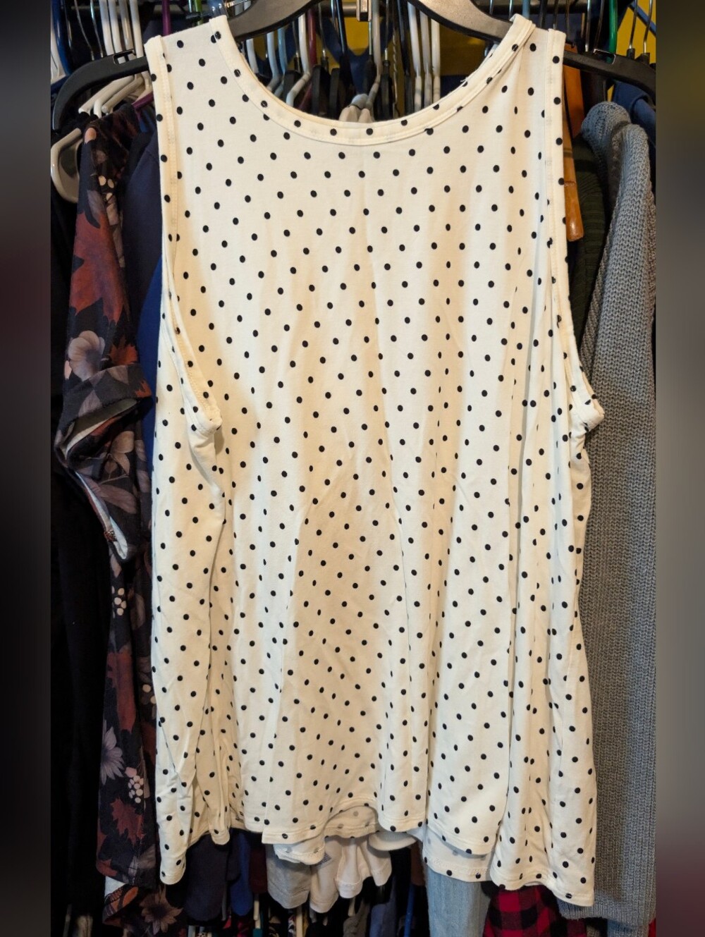 Old Navy Cream and Black Polka Dot Tank Top